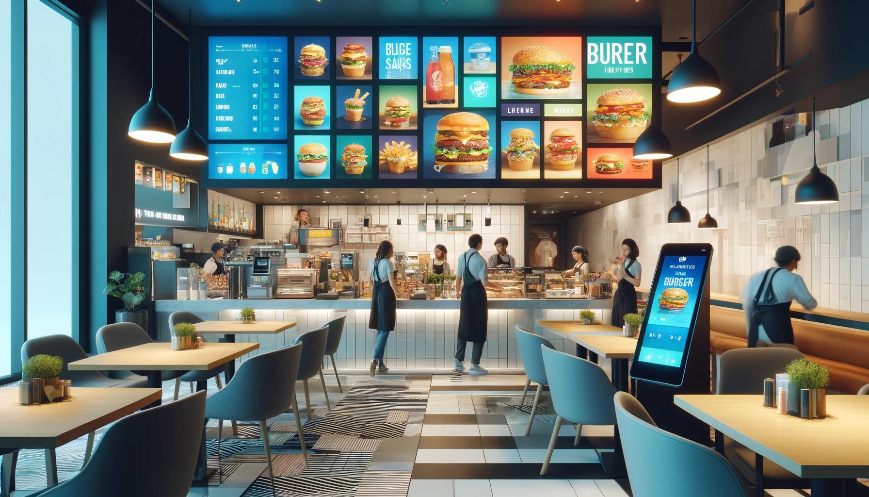 burgers on a digital menu