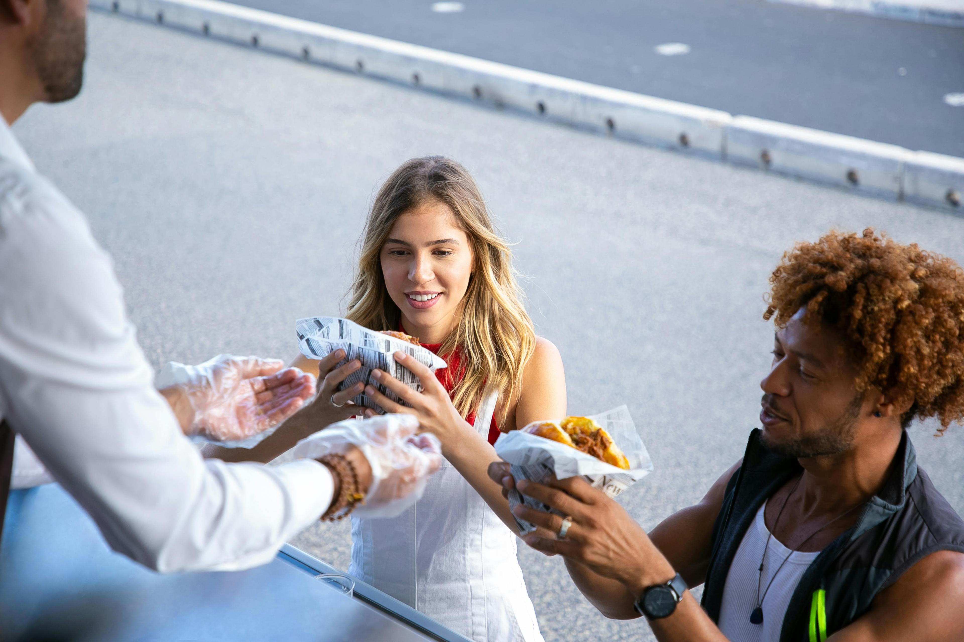 grabbing food